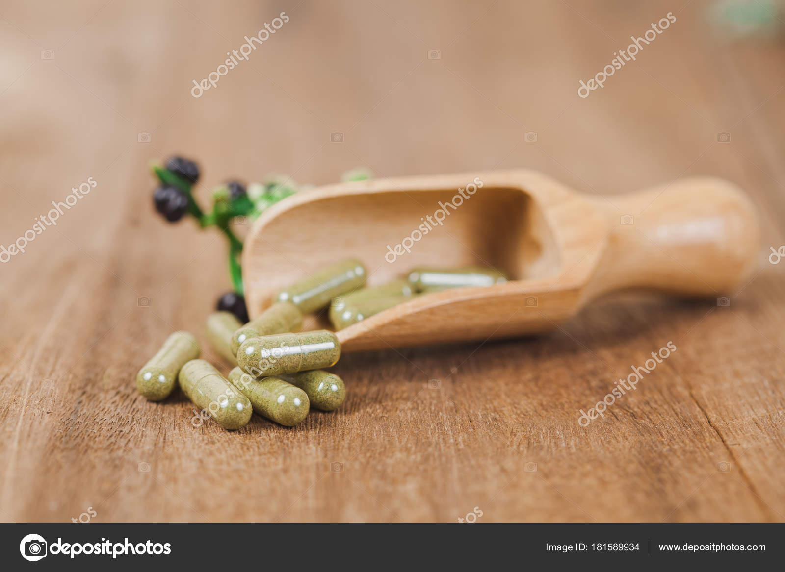 Herbal Medicine Capsules Herb Rustic Wooden Table Healthy Eating Good ⬇