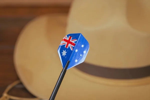 Sombrero Del Ejército Anzac Con Bandera Australiana Sobre Fondo Madera —  Fotos de Stock