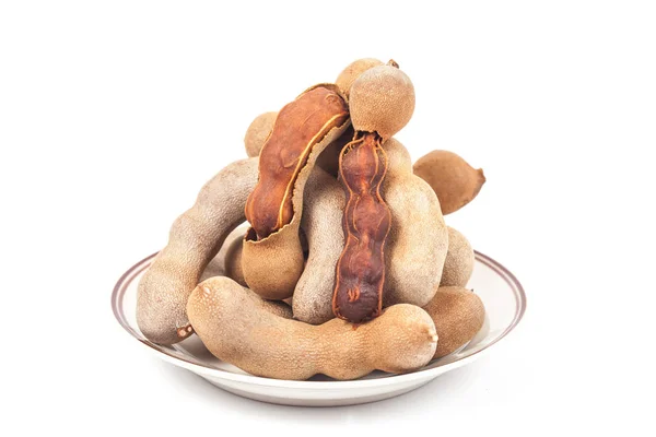 Tamarind Sweet Ripe Tamarind Isolated White Background Soft Focus — Stock Photo, Image