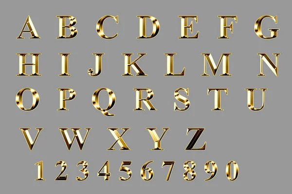 Letras alfabéticas da textura de metal dourado  . — Fotografia de Stock