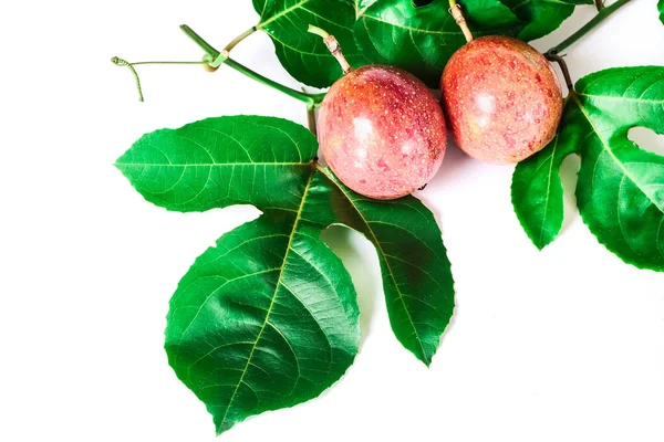 Fraîche tranche de fruits de la passion est un test aigre sur fond blanc  . — Photo