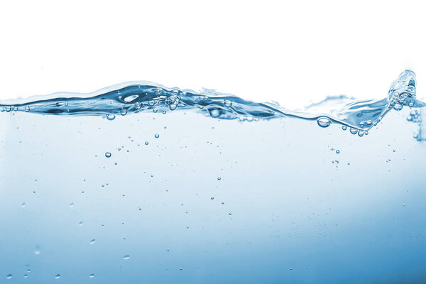 Water splash or water wave with bubbles of air on the background