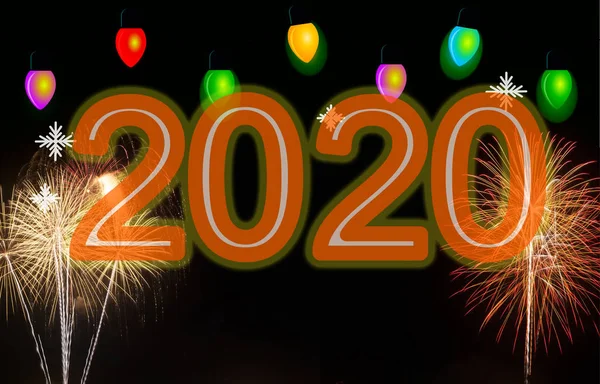 Happy new year 2020 with firework for new year festival backgrou — Stock Photo, Image