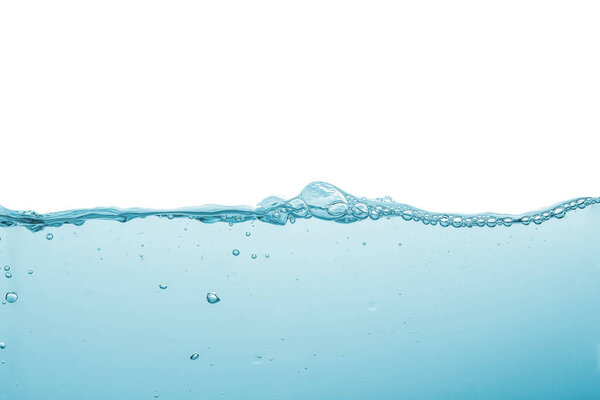 Water splash or water wave with bubbles of air on the background