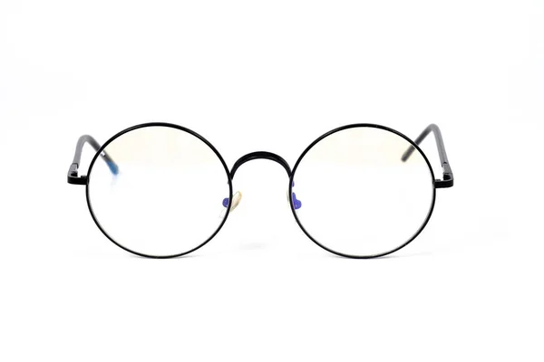 Szemüveg kerek keretben fehér háttér. — Stock Fotó