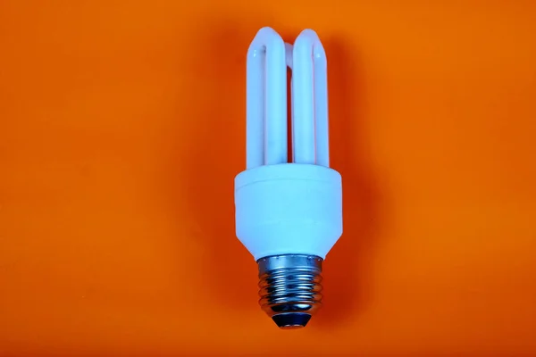 Tipo de lámpara fluorescente ahorrar energía, ahorrar concepto de tierra . —  Fotos de Stock