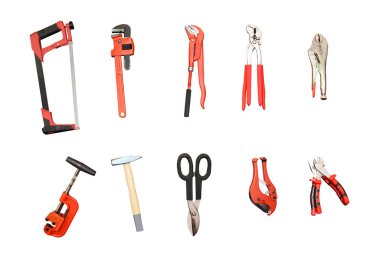 Beyaz arkaplanda üst görünüm donanım aracı.