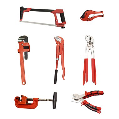 Beyaz arkaplanda üst görünüm donanım aracı.