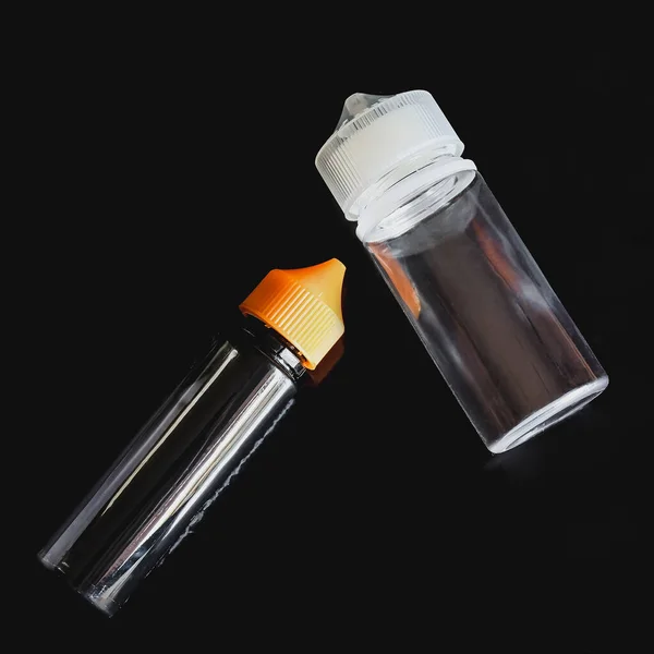 Vape Flytande Plastflaska Förpackning Flaska Ånga Med Vit Och Svart — Stockfoto