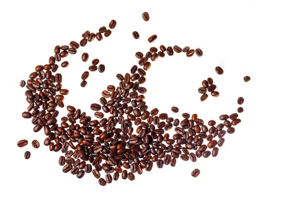 Fresh Coffee Beans Spilled White Background — Stock Photo, Image