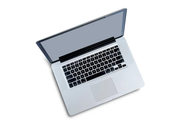 Nieuw Laptop Computer Bovenaanzicht Isoleren Achtergrond — Stockfoto