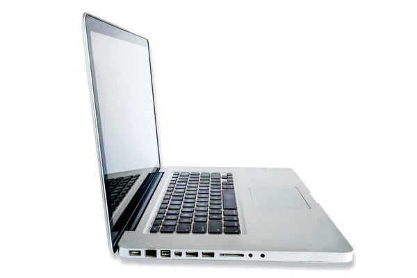 Nieuw Laptop Computer Bovenaanzicht Isoleren Achtergrond — Stockfoto