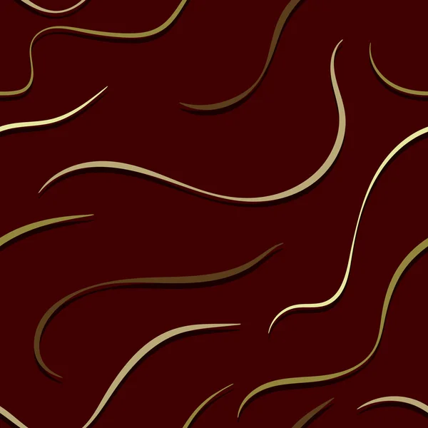Nahtloser Roter Hintergrund Mit Wellenförmigen Beigen Linien Vektormuster — Stockvektor