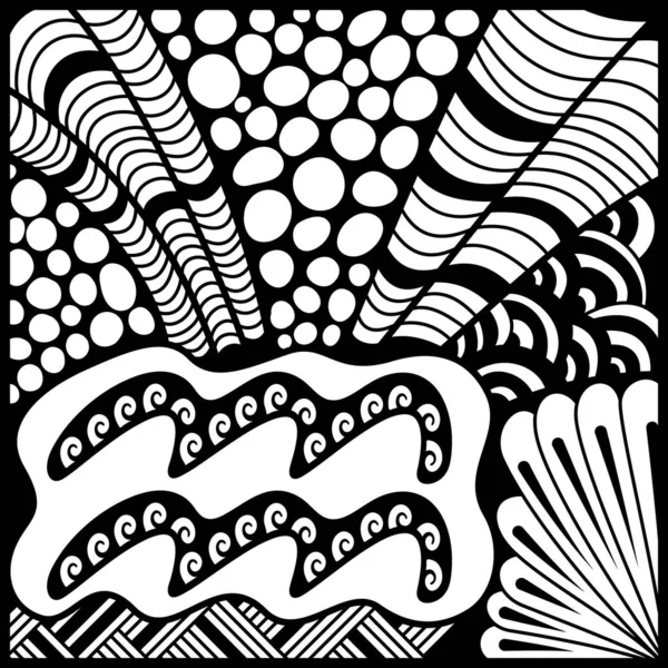 Sihirli tek renkli zodyak işareti Kova burcu zen sanatında yapılmış. Vektör antistres çiziyor.