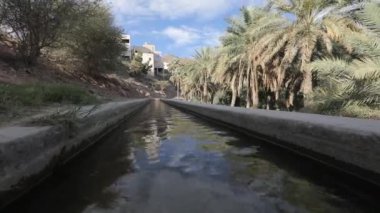 Eski bir Omani köyünde Aflaj Sulama Sistemi.