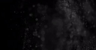 Kar Parçacıkları. Kara Arkaplan 'da toz. Üst üste