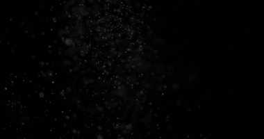 Kar Parçacıkları. Kara Arkaplan 'da toz. Üst üste