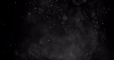 Kar Parçacıkları. Kara Arkaplan 'da toz. Üst üste