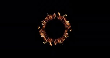 Kara Arkaplanda Ateş Çemberi. Üst üste