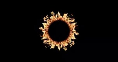 Kara Arkaplanda Ateş Çemberi. Üst üste