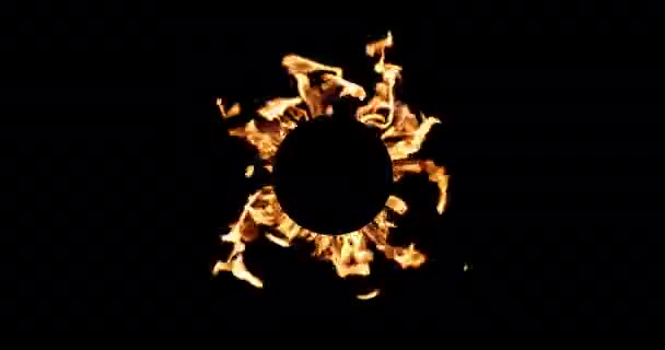 Ring Van Vuur Zwarte Achtergrond Overlay — Stockvideo