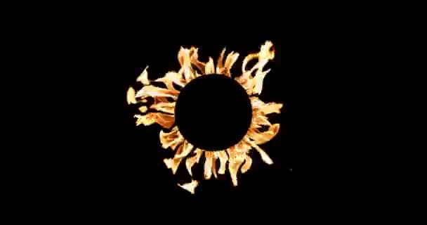 Δαχτυλίδι Φωτιάς Μαύρο Φόντο Επικάλυψη — Αρχείο Βίντεο