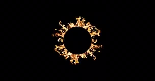 Огненное Кольцо Черном Фоне Накладывание — стоковое видео