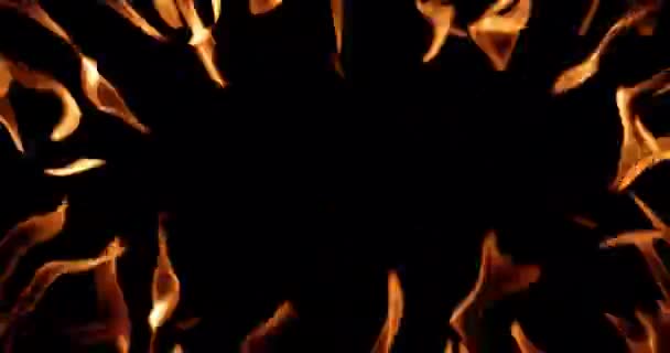 Feuerwand Den Bildschirm Auf Schwarzem Hintergrund Überlagerung — Stockvideo