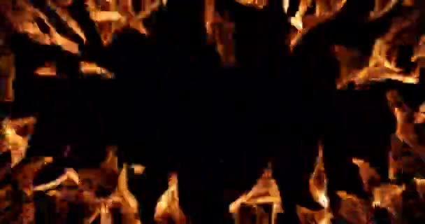 Wall Fire Screen Black Background Overlay — ストック動画