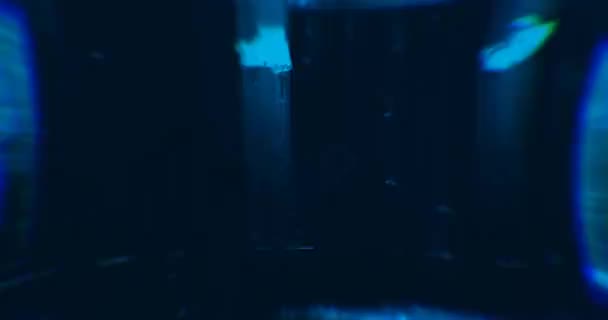 Abstracte Blauwe Laserlichten Lasertunnel Kleedlampen Lus — Stockvideo