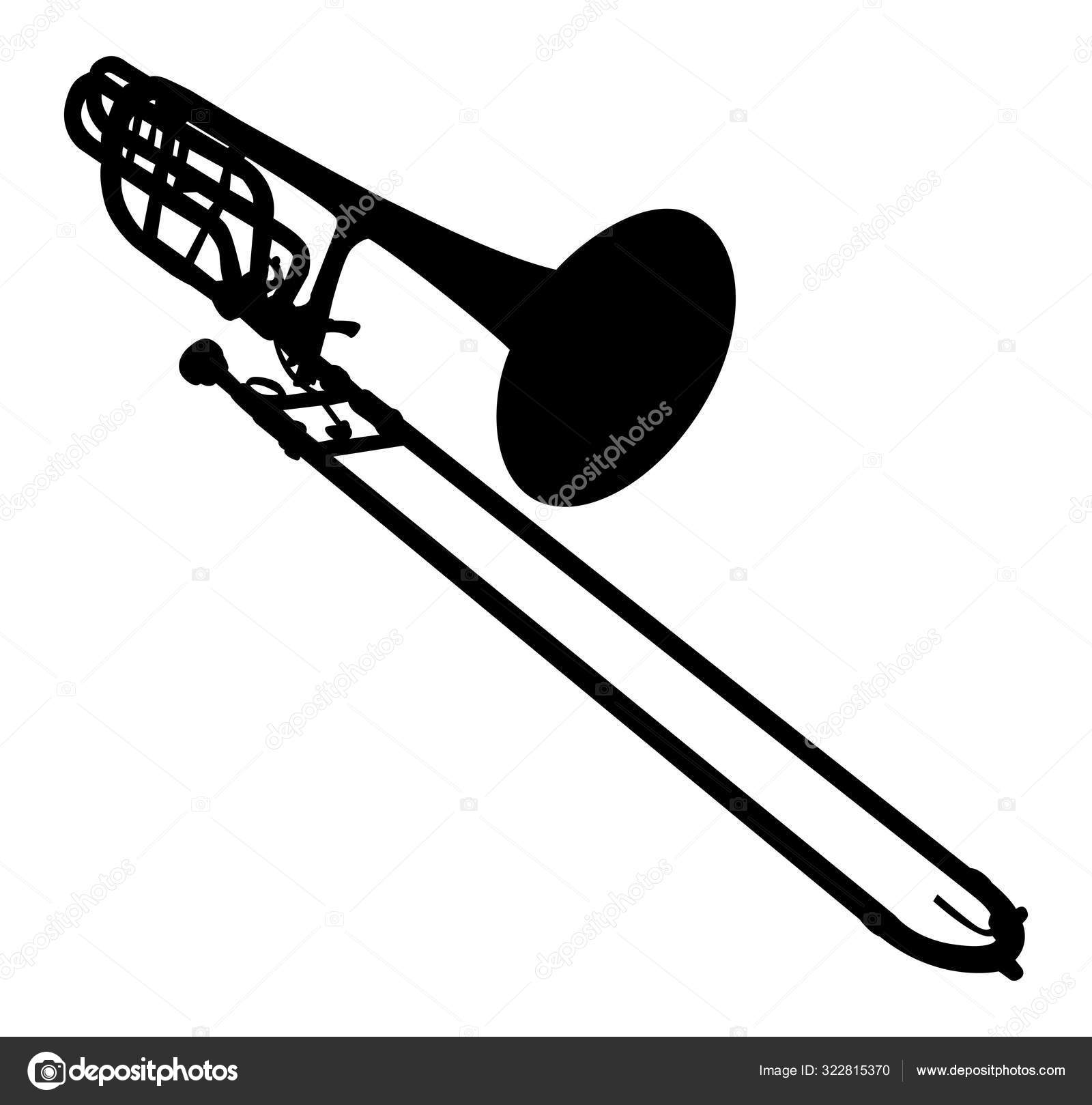 Black Silhouette Trombone White Background Vector Image By C Lefou4 Vector Stock