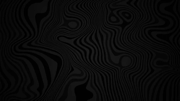 Schwarzer abstrakter Hintergrund. verzerrte geschwungene Linien Textur. — Stockvektor