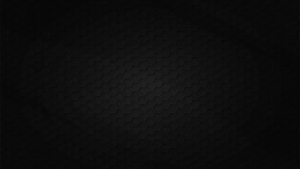 Fundo abstrato preto. Hexágonos em relevo textura metálica . — Vetor de Stock