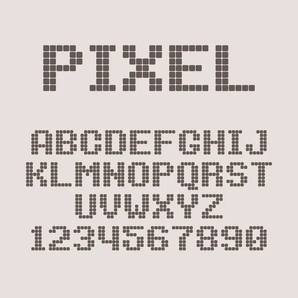 Piksel düz yazı tipi. Piksel oyunları için yazı tipi, dijital görüntüler. — Stok Vektör