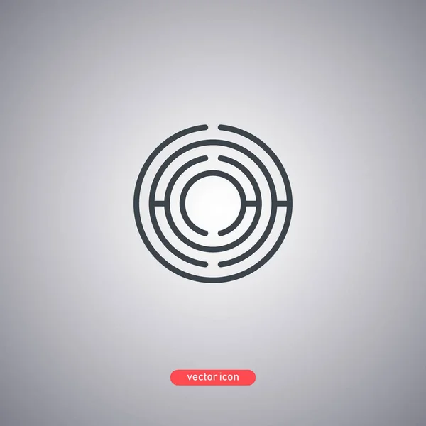 Schwarzes Labyrinth-Symbol in Linien-Stil isoliert auf grauem Hintergrund. minimalistischer moderner Stil. — Stockvektor