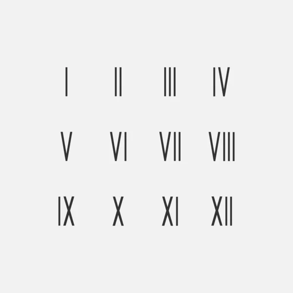 Ensemble de chiffres romains pour montres isolées sur fond blanc . — Image vectorielle