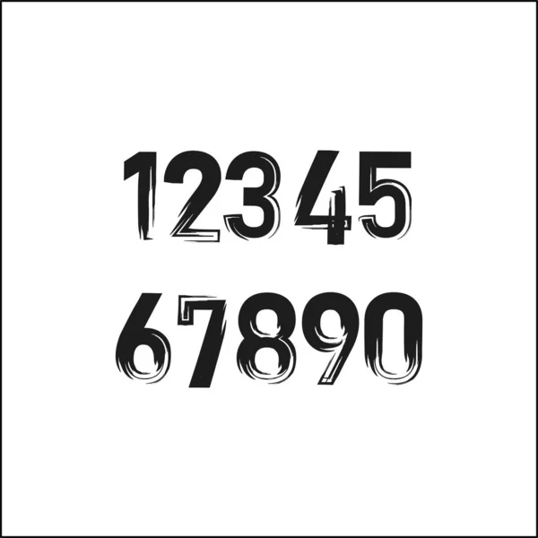 Jeu de nombres tirés au pinceau isolé sur fond blanc . — Image vectorielle