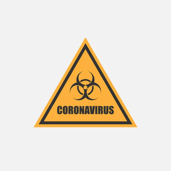 Coronavirus segno di pericolo isolato su sfondo bianco. Segnale di avvertimento della possibilità di infezione . — Vettoriale Stock