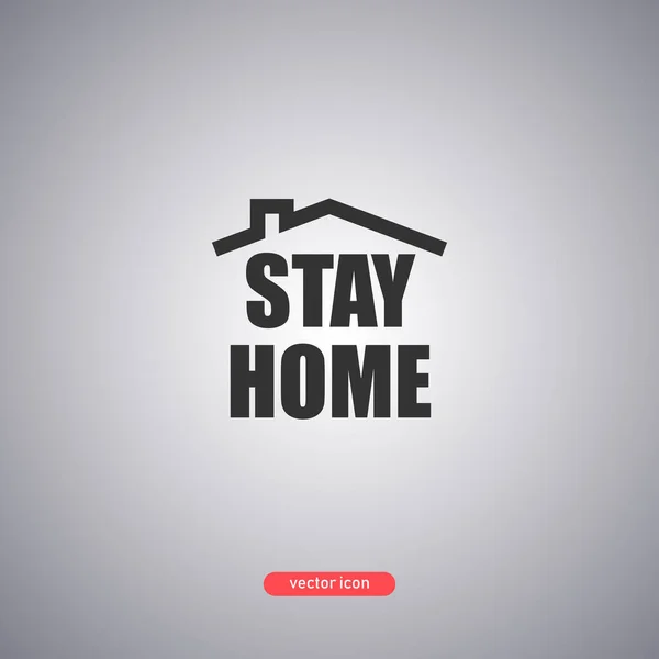 Stay home icon under house roof isolated on gray background. — Stock Vector