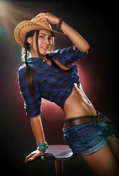 Cowgirl stúdió portré — Stock Fotó