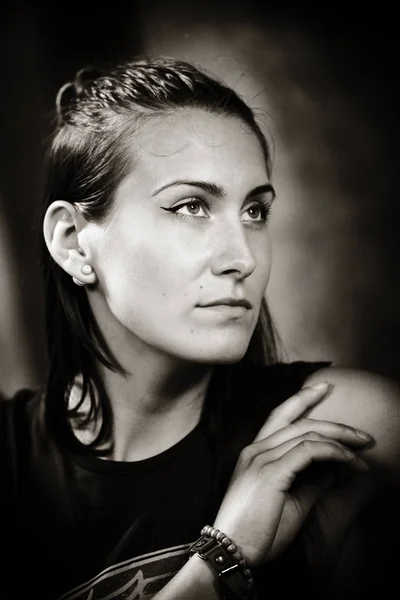 Closeup-portrett av en kvinne – stockfoto