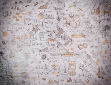 Sosyal ağ retro tarzı resimde doodles