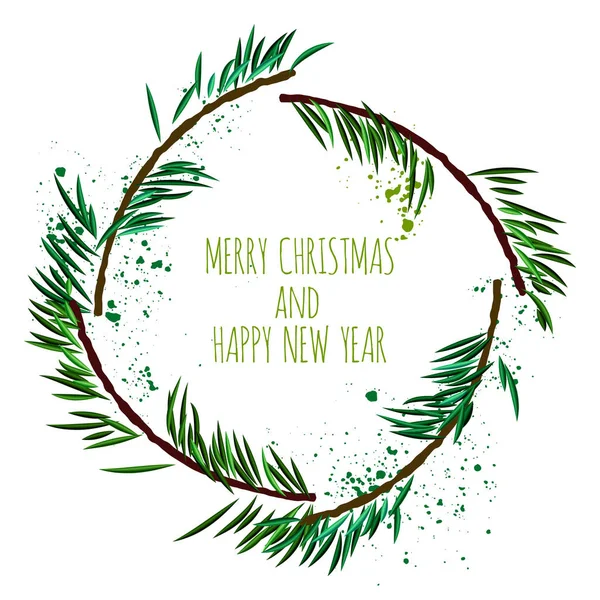 Białe karty minimalistyczny Boże Narodzenie wieniec i sztuki plamami, ilustracji wektorowych. — Wektor stockowy