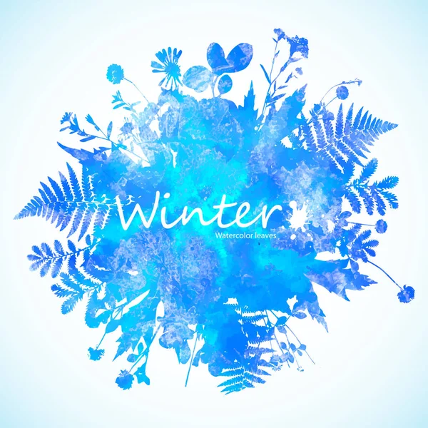 Aquarell Winter hinterlässt Hintergrund — Stockvektor