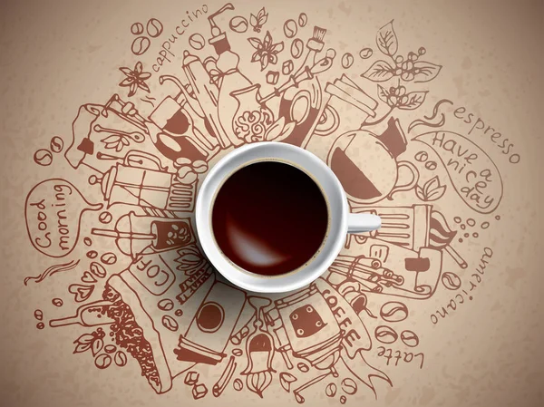 Koffie doodle concept — Stockvector