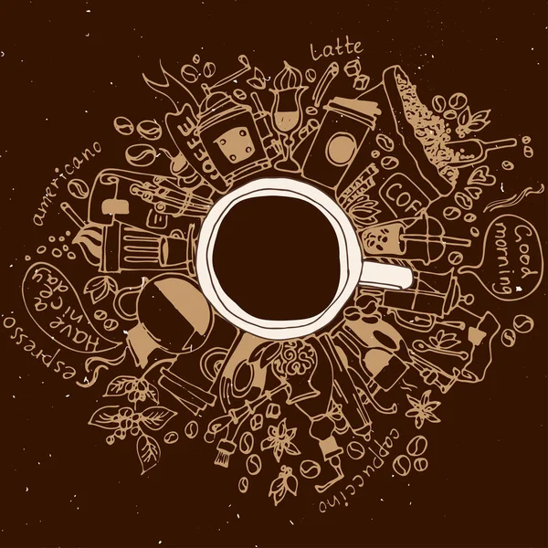 早上喝咖啡休息时间涂鸦概念 — 图库矢量图片