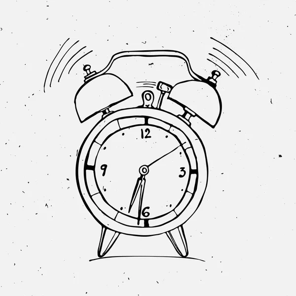 Reloj despertador garabato ilustración — Vector de stock
