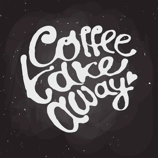 Café à emporter main dessiner lettrage logo — Image vectorielle