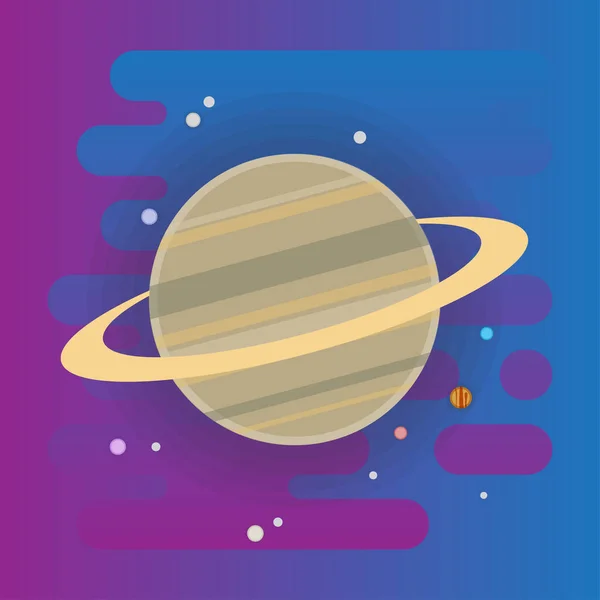 Icoana lui Saturn - ilustrație plată, elemente spațiale — Vector de stoc