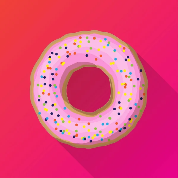 One strawberry donut with pink sprinkles — Stock Vector